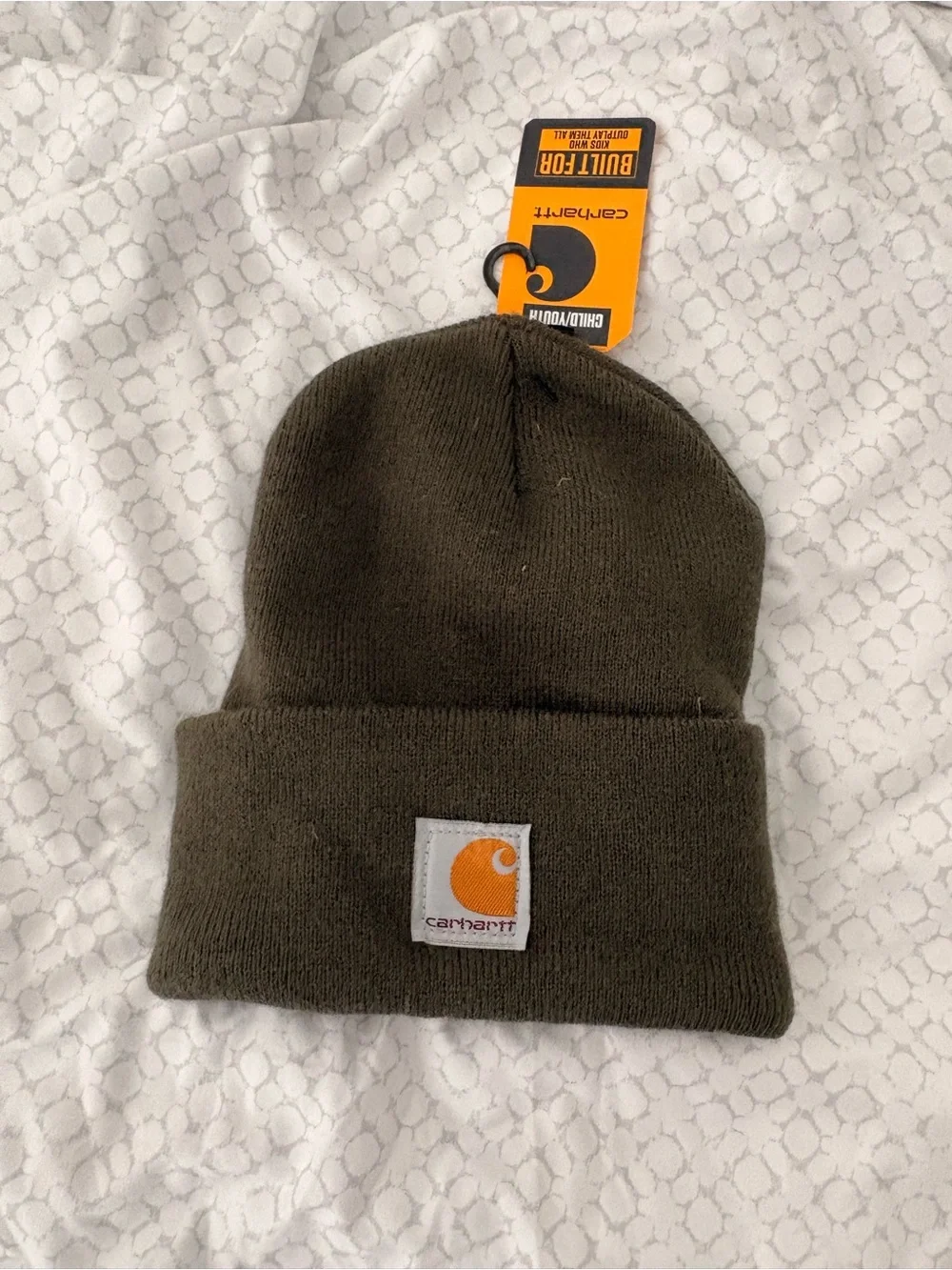 Carhartt Kids Olive Green Knit Cuffed Beanie